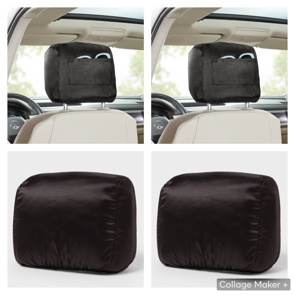 Satin Head Covers Black (2) - Brightroom™: Car Accessories, Automotive Organizer